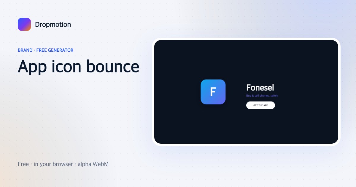 App icon animation: an app icon bouncing in with the app name typing beside it and a Download pill