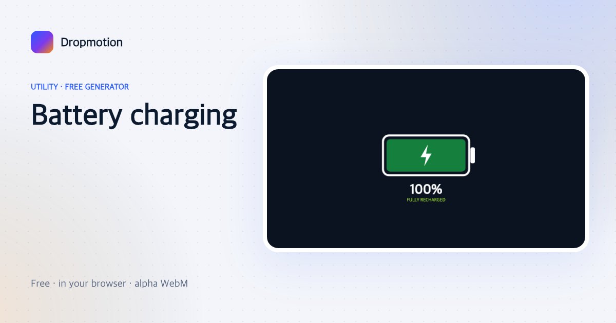 Battery charging green screen animation: a battery filling up with a lightning bolt and a recharged label