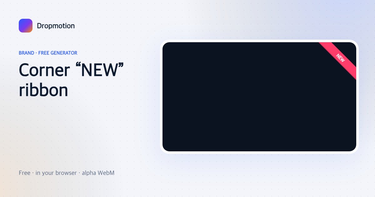 New badge animation: a folded corner ribbon wrapping a card corner with the word NEW