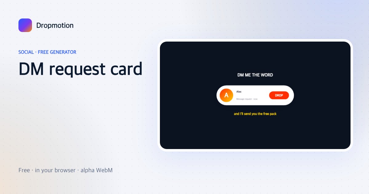Instagram message green screen: message request card with avatar, name and a DM me the word keyword line