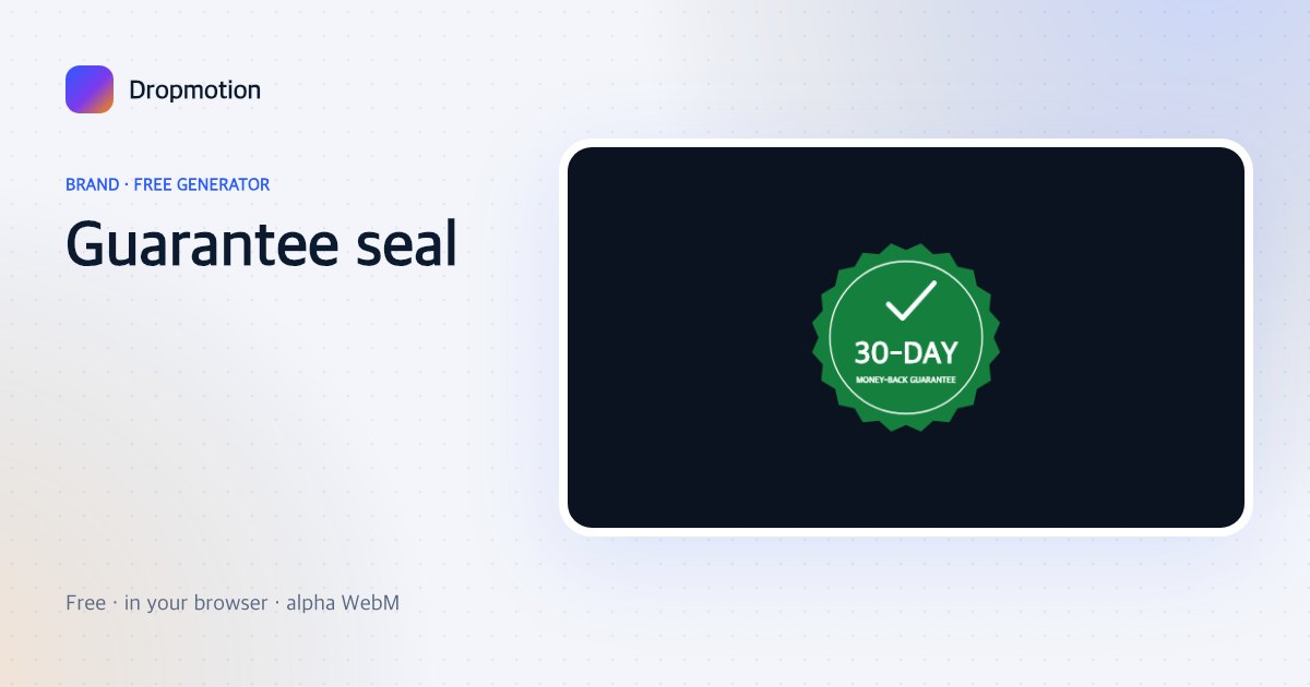 Money back guarantee badge: a scalloped seal reading 30-day money-back guarantee with a checked shield