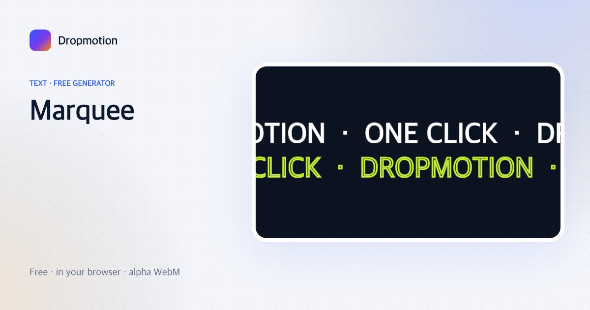 Scrolling text animation with a huge marquee row and an outlined row moving the opposite way
