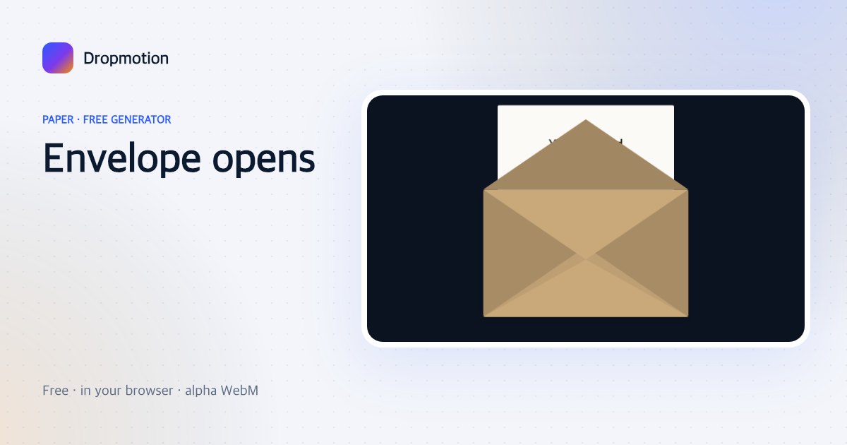 Envelope opening animation with the flap lifting and a letter sliding out showing a heading