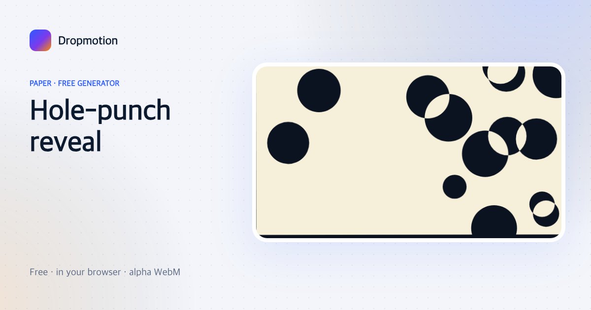 Paper reveal green screen effect with round holes punched in a sheet to show an image beneath