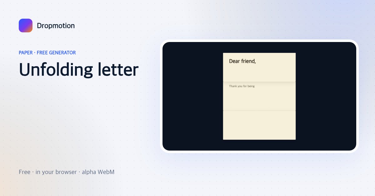 Paper unfold green screen animation of a tri-folded letter opening to show a handwritten message