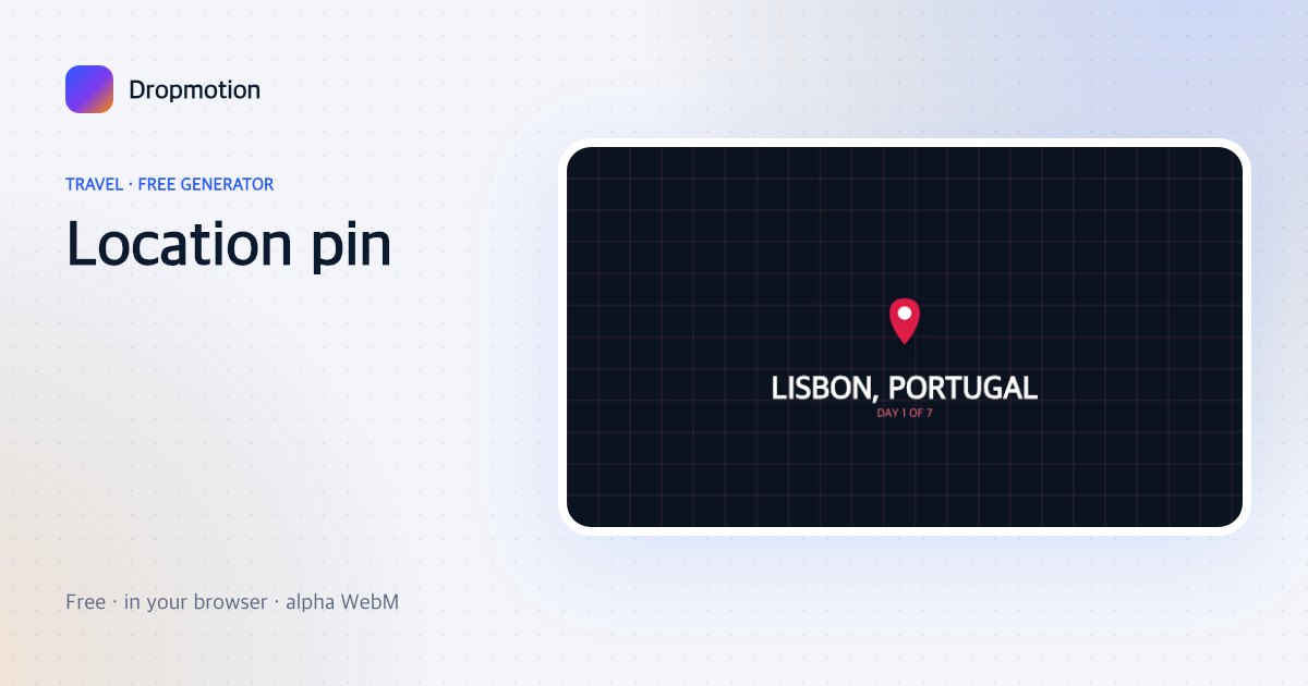Location pin green screen animation: a map pin drops and bounces over map lines above LISBON, PORTUGAL