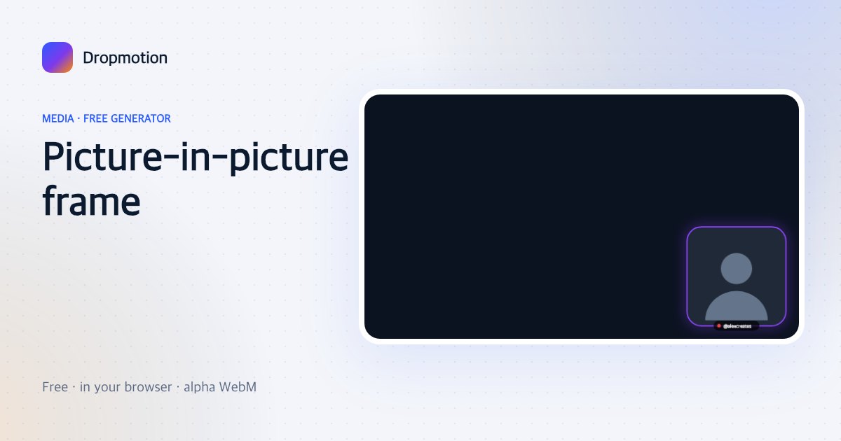 Facecam frame: a glowing rounded frame in the corner with a photo, a name tag and a red LIVE dot