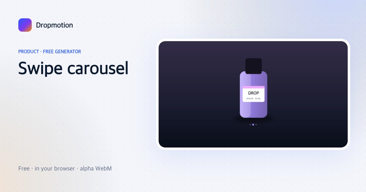 Product slideshow video: products swiping through like a shop carousel with page dots and names