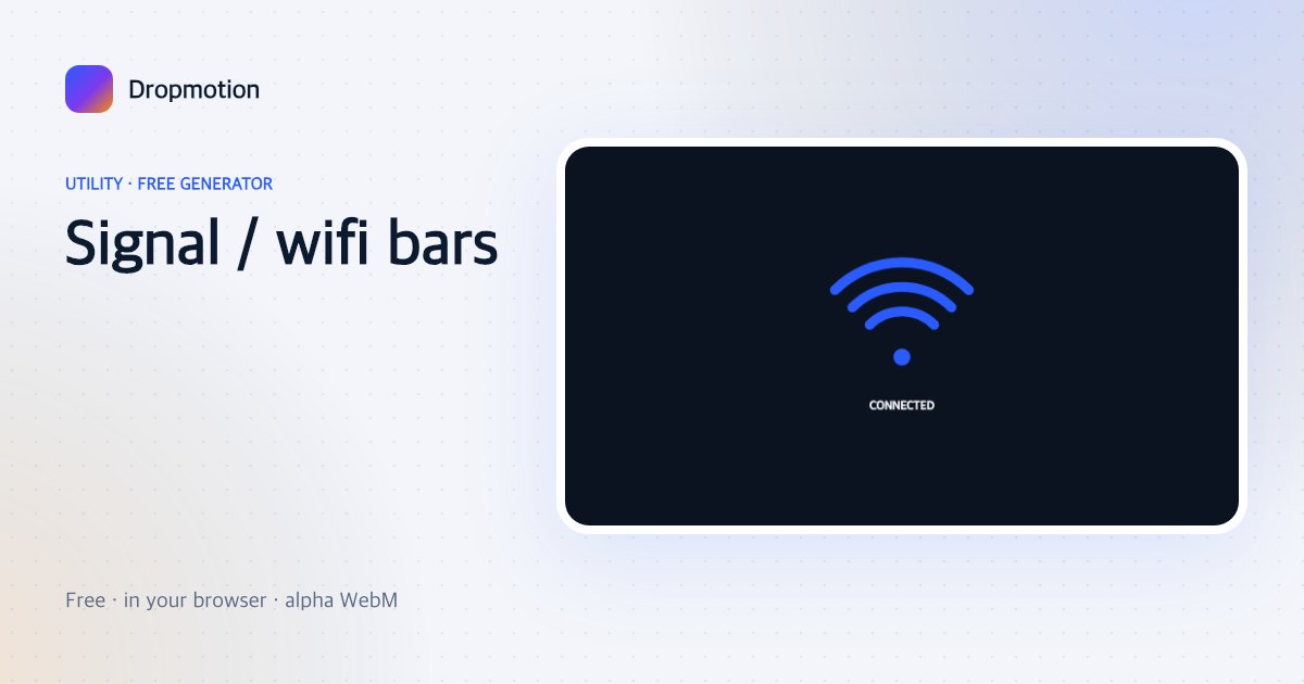 Wifi green screen animation: Wi-Fi arcs filling up one by one above a Connected label