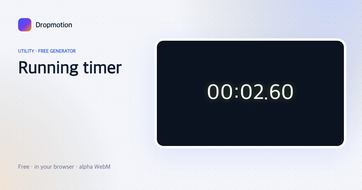 Timer green screen animation: a digital stopwatch counting seconds and hundredths above a TIME label