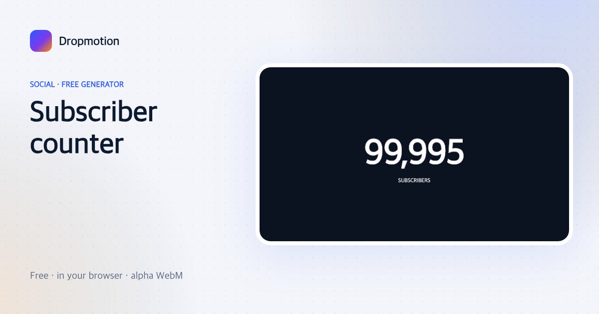Subscriber count animation: number rolling up to a new milestone with a confetti burst at the end