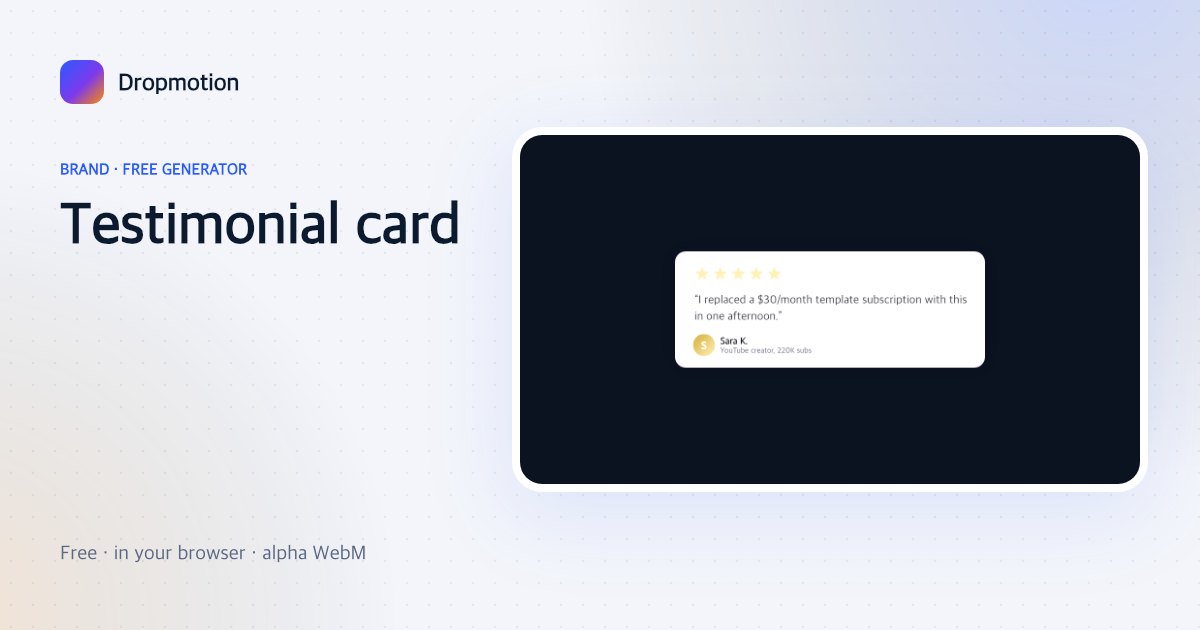 Testimonial animation: five stars filling in above a customer quote, name, role and photo