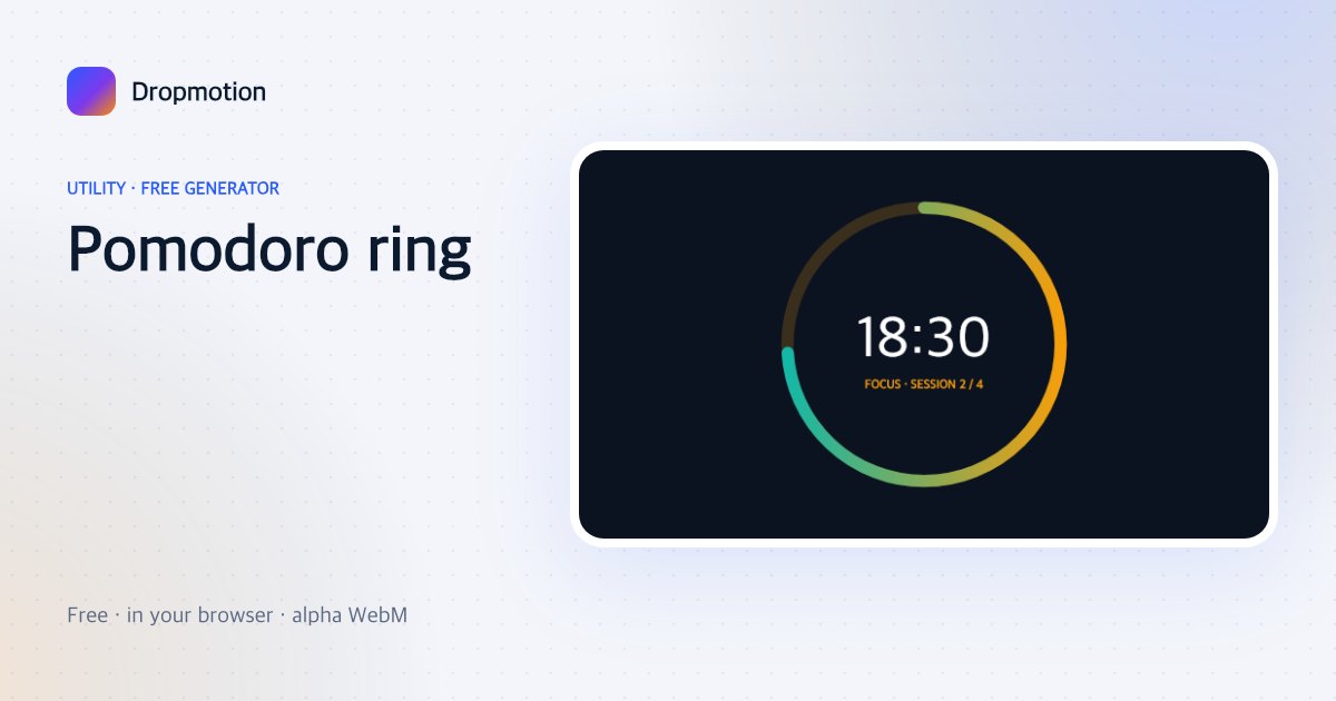 Circle timer animation: a focus ring draining around a minutes and seconds countdown with a session label
