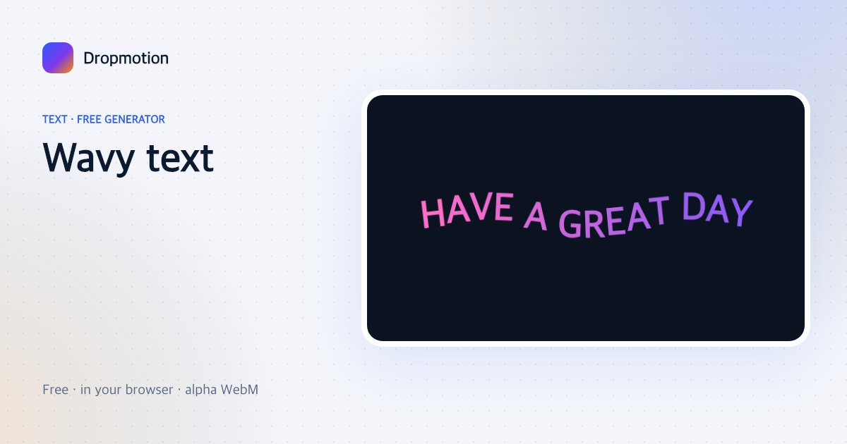 Wave text animation with colourful gradient letters riding a looping sine wave