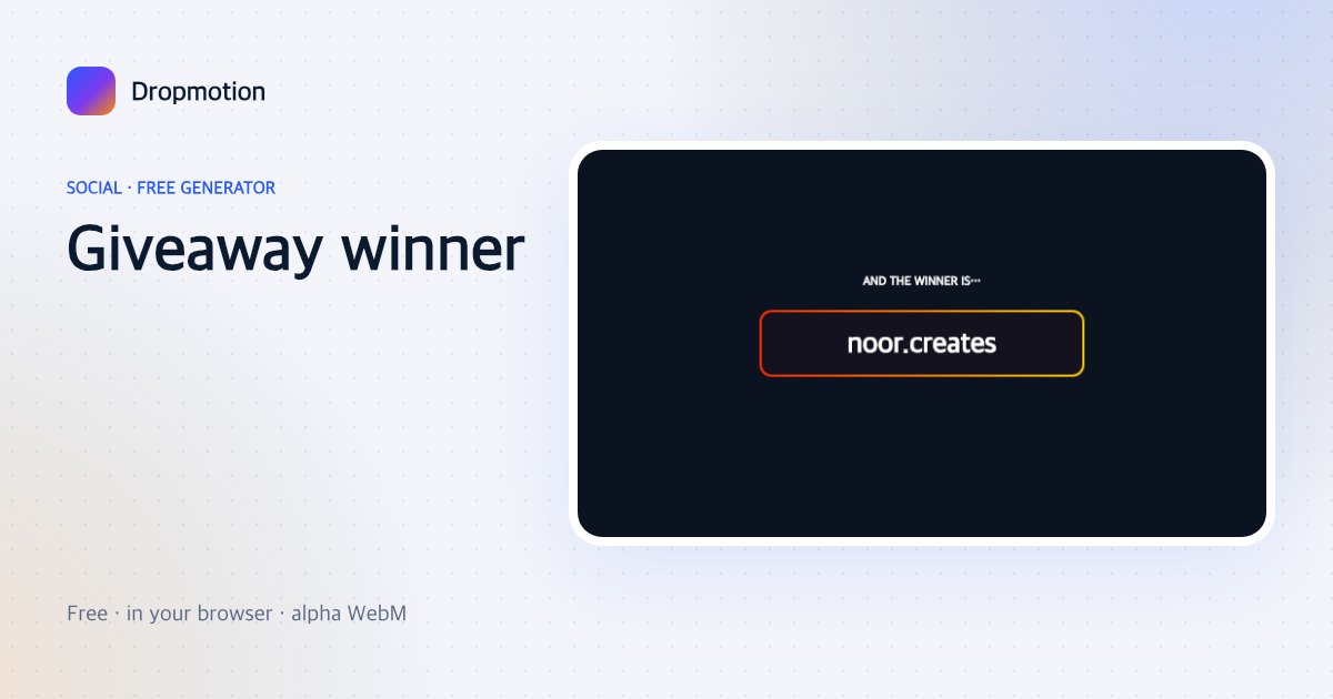 Giveaway winner announcement: names spinning through a slot and stopping on the winner with confetti